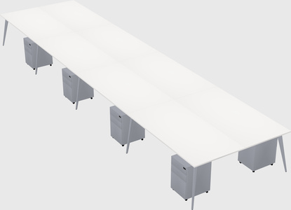 Shared rectangular office desk system
