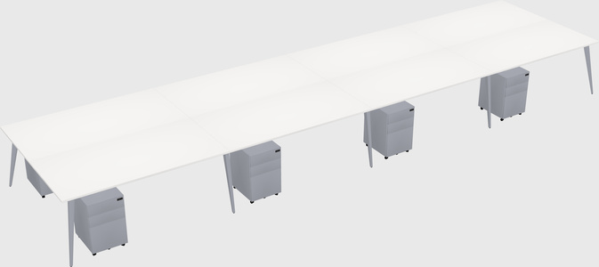Shared rectangular office desk system