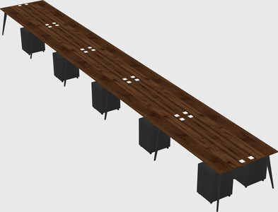 Shared rectangular office desk system