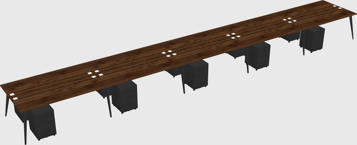 Shared rectangular office desk system