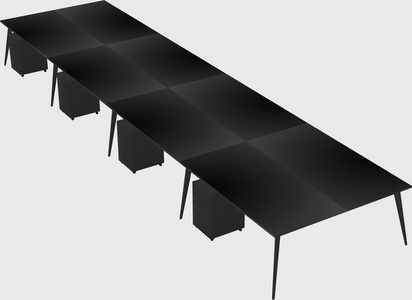 Shared rectangular office desk system