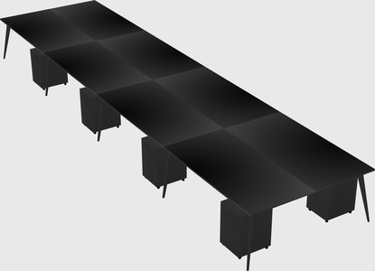 Shared rectangular office desk system