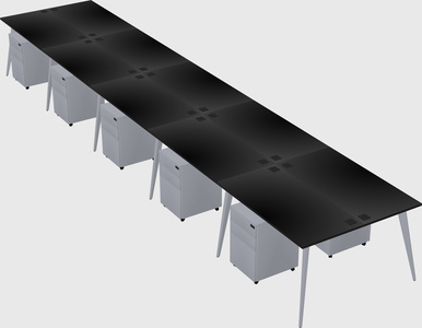 Shared rectangular office desk system