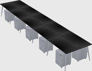Shared rectangular office desk system