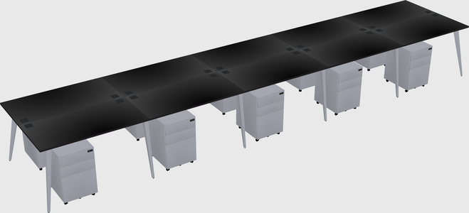 Shared rectangular office desk system