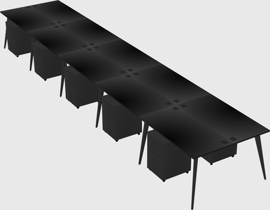 Shared rectangular office desk system