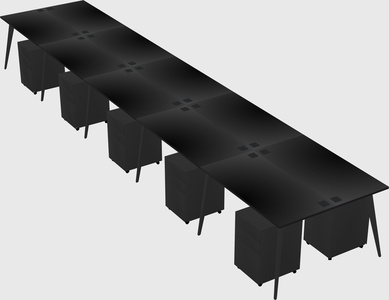 Shared rectangular office desk system