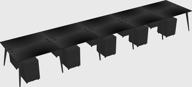Shared rectangular office desk system