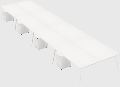 Shared rectangular office desk system