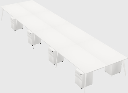 Shared rectangular office desk system