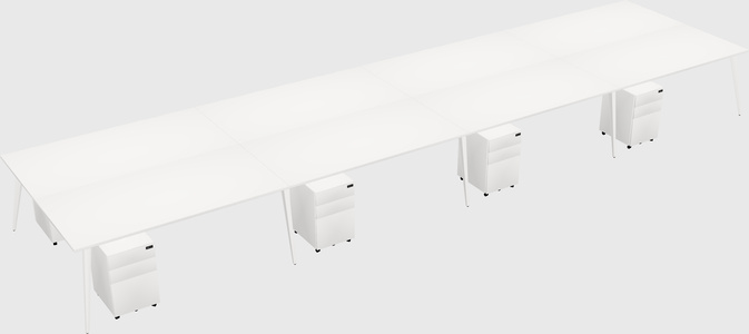 Shared rectangular office desk system
