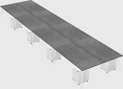 Shared rectangular office desk system