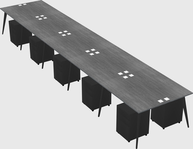 Shared rectangular office desk system