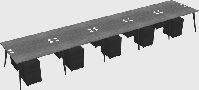 Shared rectangular office desk system
