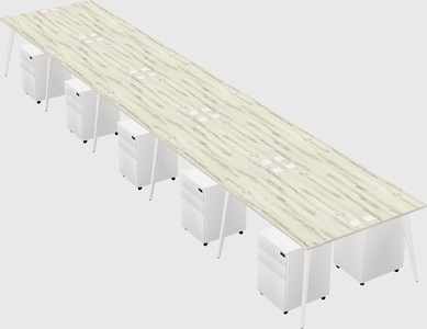 Shared rectangular office desk system