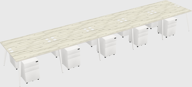 Shared rectangular office desk system