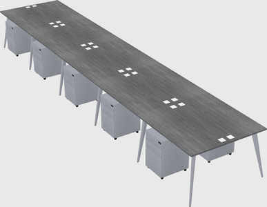 Shared rectangular office desk system
