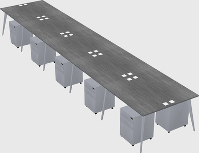 Shared rectangular office desk system