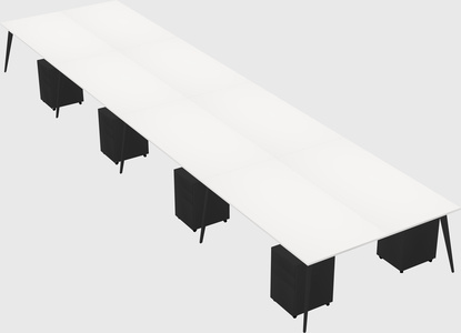 Shared rectangular office desk system