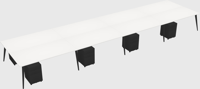 Shared rectangular office desk system