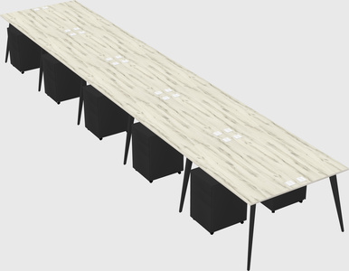 Shared rectangular office desk system