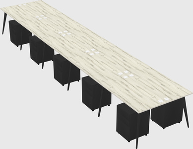 Shared rectangular office desk system