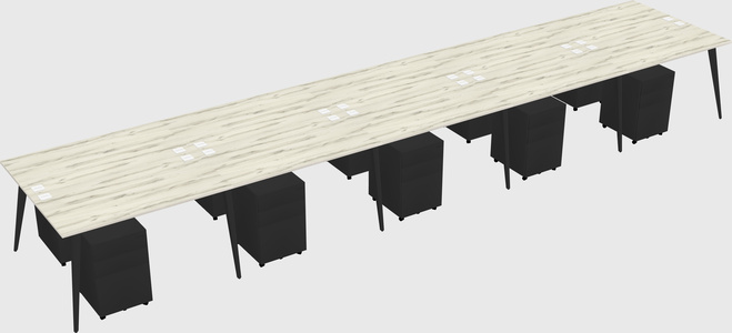 Shared rectangular office desk system
