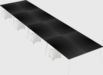 Shared rectangular office desk system
