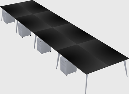 Shared rectangular office desk system