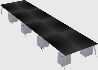 Shared rectangular office desk system