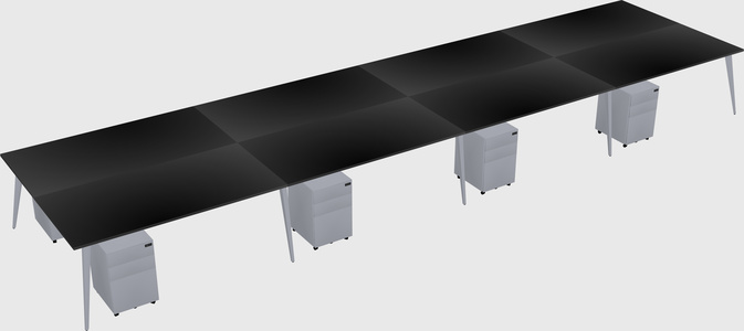 Shared rectangular office desk system