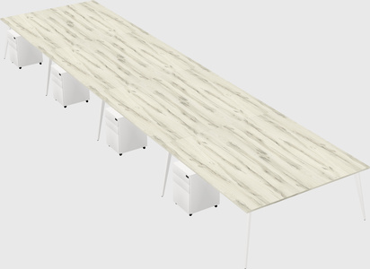 Shared rectangular office desk system