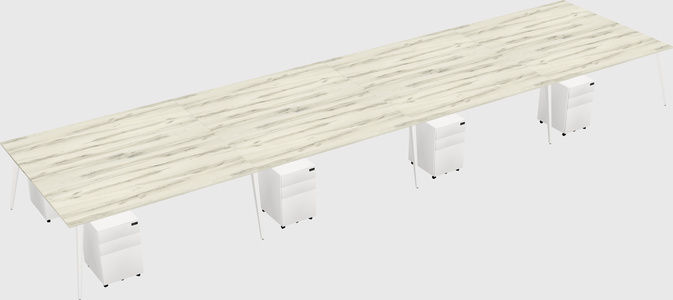 Shared rectangular office desk system