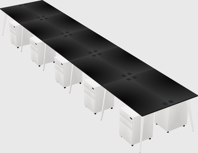 Shared rectangular office desk system