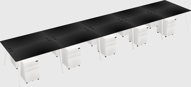 Shared rectangular office desk system