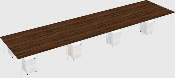 Shared rectangular office desk system