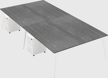 Shared rectangular office desk system