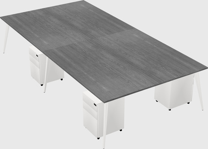 Shared rectangular office desk system