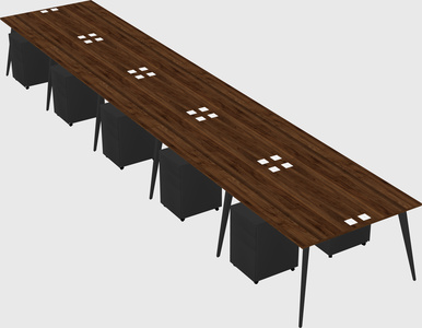 Shared rectangular office desk system