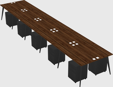 Shared rectangular office desk system