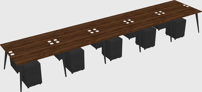 Shared rectangular office desk system