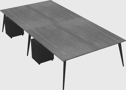 Shared rectangular office desk system