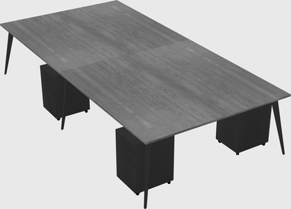 Shared rectangular office desk system