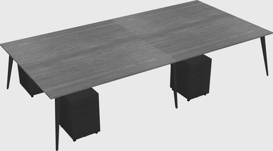 Shared rectangular office desk system