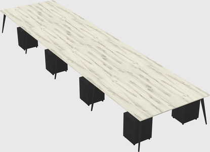 Shared rectangular office desk system