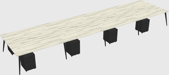 Shared rectangular office desk system