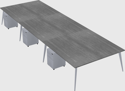 Shared rectangular office desk system