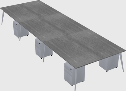 Shared rectangular office desk system