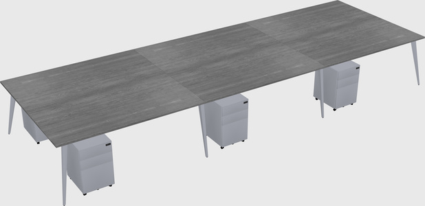 Shared rectangular office desk system