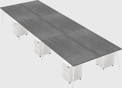 Shared rectangular office desk system